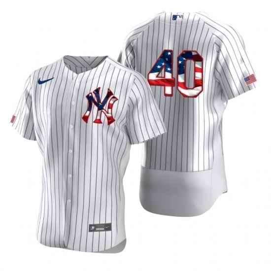 Men New York Yankees 40 Luis Severino Men Nike White Fluttering USA Flag Limited Edition Flex Base MLB Jersey